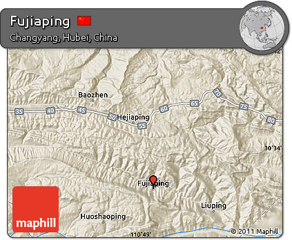 Shaded Relief Map of Fujiaping