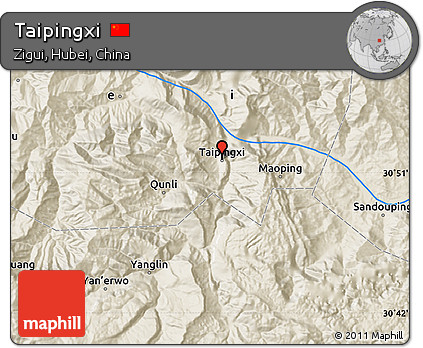 Shaded Relief Map of Taipingxi