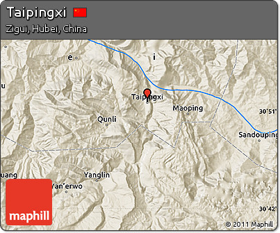 Shaded Relief Map of Taipingxi