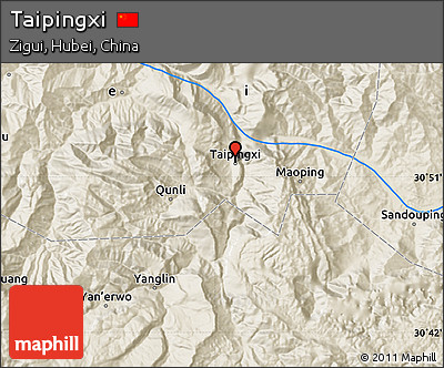 Shaded Relief Map of Taipingxi