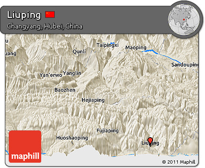 Shaded Relief Panoramic Map of Liuping