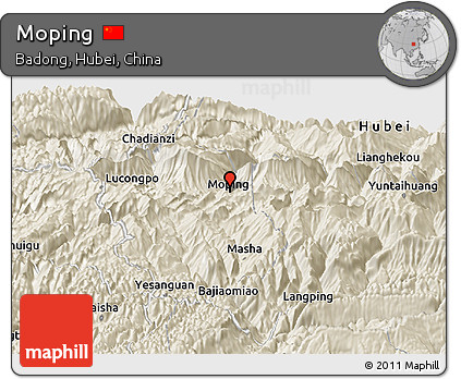Shaded Relief Panoramic Map of Moping