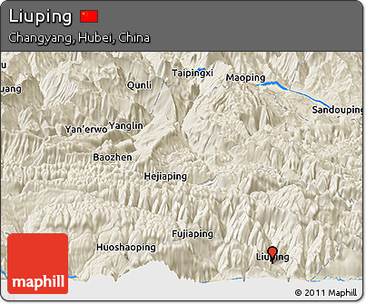 Shaded Relief Panoramic Map of Liuping