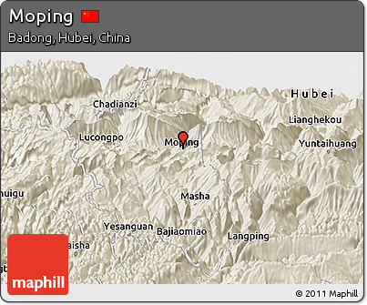 Shaded Relief Panoramic Map of Moping