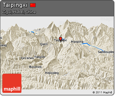 Shaded Relief Panoramic Map of Taipingxi