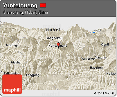 Shaded Relief Panoramic Map of Yuntaihuang