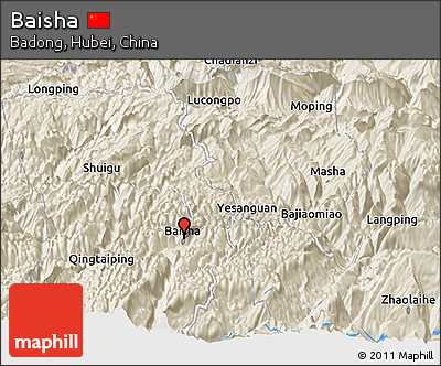 Shaded Relief Panoramic Map of Baisha