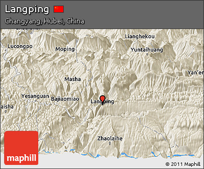 Shaded Relief Panoramic Map of Langping