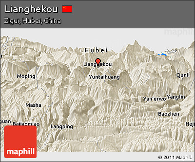 Shaded Relief Panoramic Map of Lianghekou