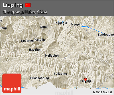 Shaded Relief Panoramic Map of Liuping