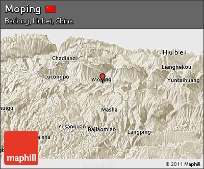 Shaded Relief Panoramic Map of Moping