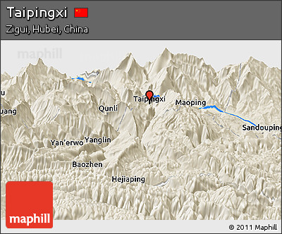 Shaded Relief Panoramic Map of Taipingxi