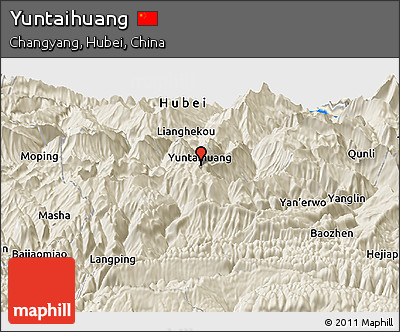 Shaded Relief Panoramic Map of Yuntaihuang