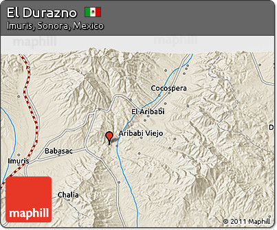 Shaded Relief 3D Map of El Durazno