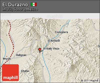 Shaded Relief 3D Map of El Durazno