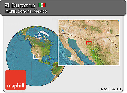 Satellite Location Map of El Durazno