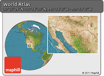 Satellite Location Map of the Area around 30° 42' 29" N, 110° 25' 30" W