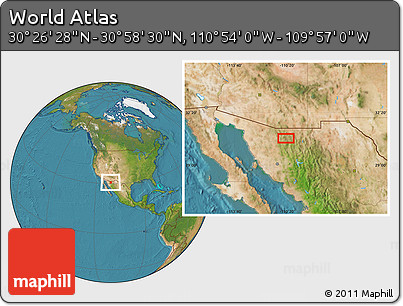 Satellite Location Map of the Area around 30° 42' 29" N, 110° 25' 30" W