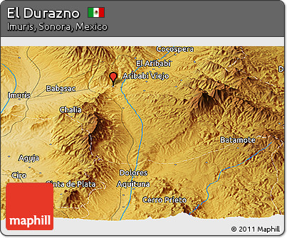 Physical Panoramic Map of El Durazno