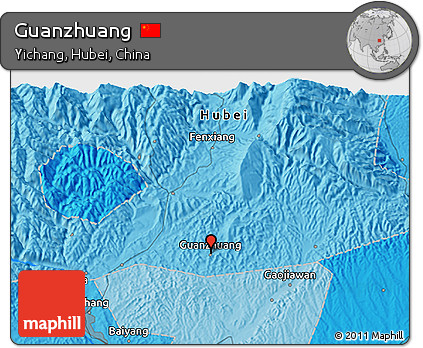 Political 3D Map of Guanzhuang
