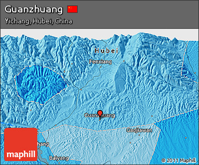 Political 3D Map of Guanzhuang