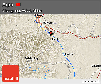 Shaded Relief 3D Map of Aijia