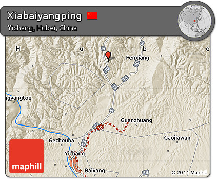 Shaded Relief Map of Xiabaiyangping