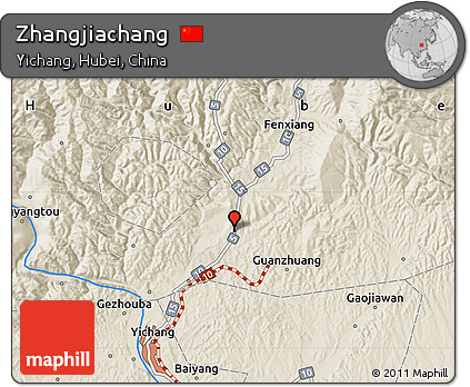 Shaded Relief Map of Zhangjiachang