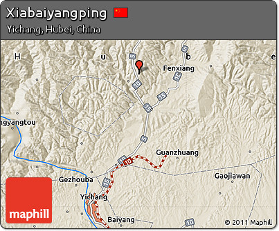 Shaded Relief Map of Xiabaiyangping