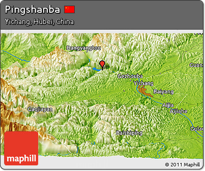Physical Panoramic Map of Pingshanba