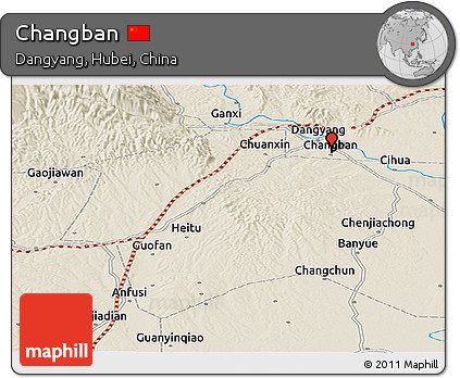 Shaded Relief Panoramic Map of Changban