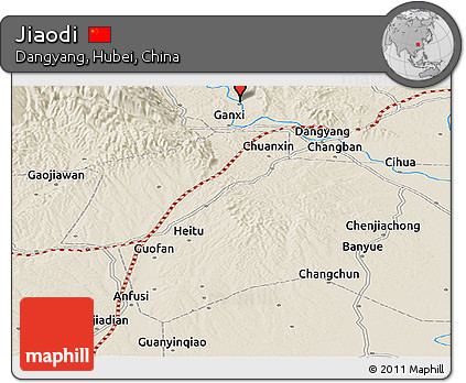 Shaded Relief Panoramic Map of Jiaodi
