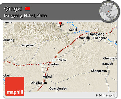 Shaded Relief Panoramic Map of Qingxi