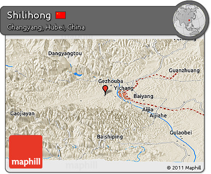 Shaded Relief Panoramic Map of Shilihong