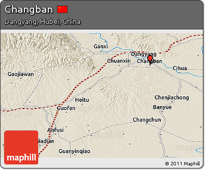 Shaded Relief Panoramic Map of Changban