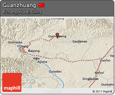 Shaded Relief Panoramic Map of Guanzhuang
