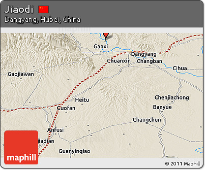 Shaded Relief Panoramic Map of Jiaodi