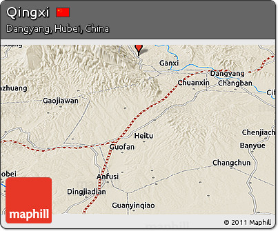 Shaded Relief Panoramic Map of Qingxi