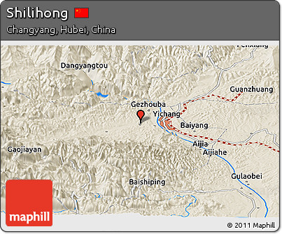 Shaded Relief Panoramic Map of Shilihong