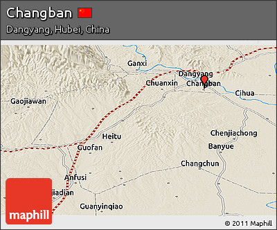 Shaded Relief Panoramic Map of Changban