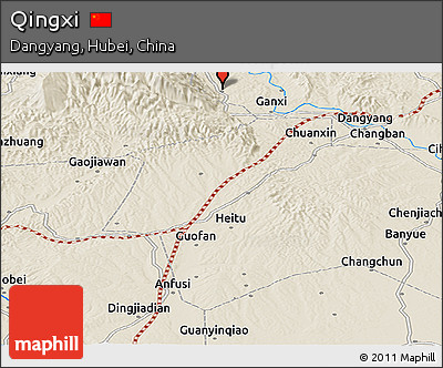 Shaded Relief Panoramic Map of Qingxi