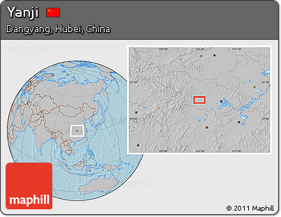 Gray Location Map of Yanji, hill shading