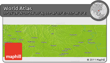 Physical Panoramic Map of the Area around 30° 42' 29" N, 112° 16' 30" E
