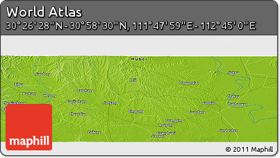 Physical Panoramic Map of the Area around 30° 42' 29" N, 112° 16' 30" E
