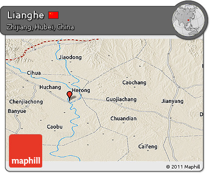 Shaded Relief Panoramic Map of Lianghe