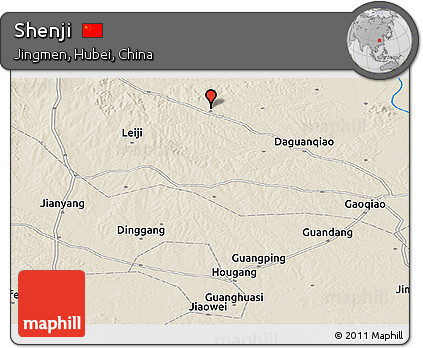 Shaded Relief Panoramic Map of Shenji