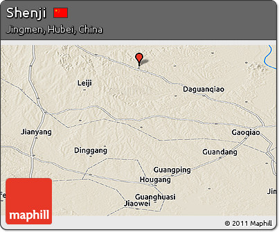 Shaded Relief Panoramic Map of Shenji