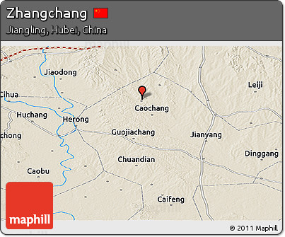 Shaded Relief Panoramic Map of Zhangchang
