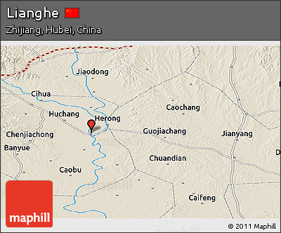 Shaded Relief Panoramic Map of Lianghe