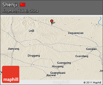 Shaded Relief Panoramic Map of Shenji